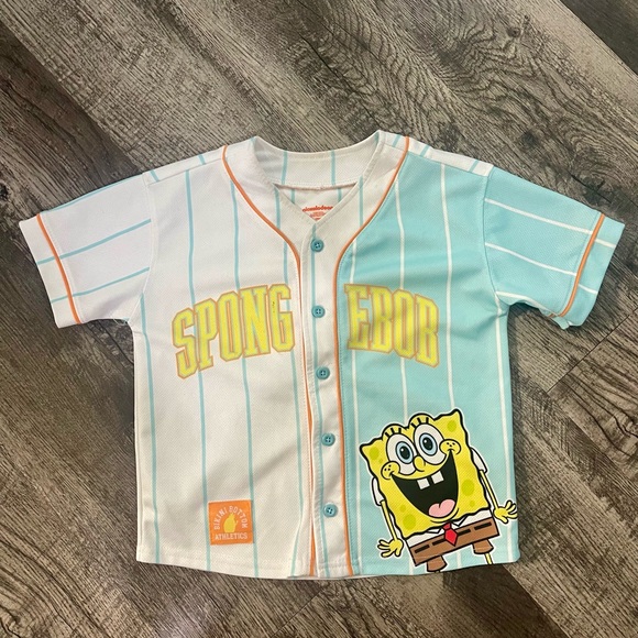 SpongeBob SquarePants Kids Button Down Shirt - Blue, White, Yellow - Picture 1 of 4